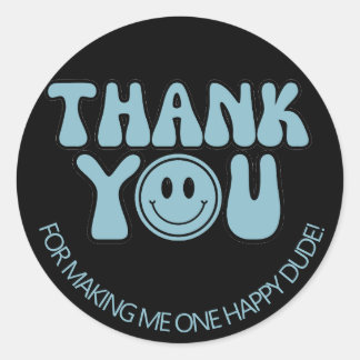 One Happy Dude Boy 1st Birthday Party Classic Round Sticker