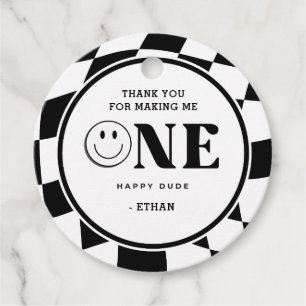 One Happy Dude Boy 1st Birthday Thank You Favor Tags