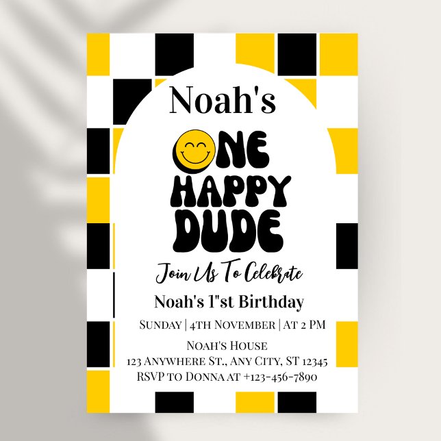 One Happy Dude  Boy First Birthday Invitation (Creator Uploaded)