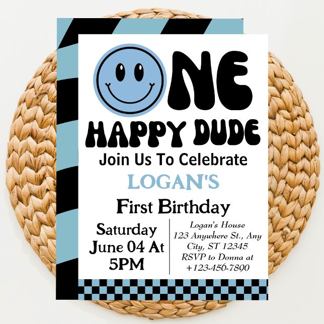 One Happy Dude Boy  First Birthday   Invitation (Creator Uploaded)