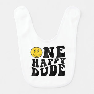 One Happy Dude Boy First Birthday Party Baby Bib