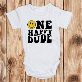 One Happy Dude Boy First Birthday Party Baby Bodysuit