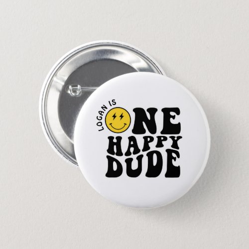 One Happy Dude Boy First Birthday Party Button