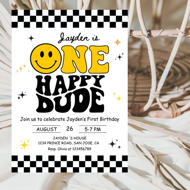 One Happy Dude Boy First Birthday Party Invitation (Creator Uploaded)