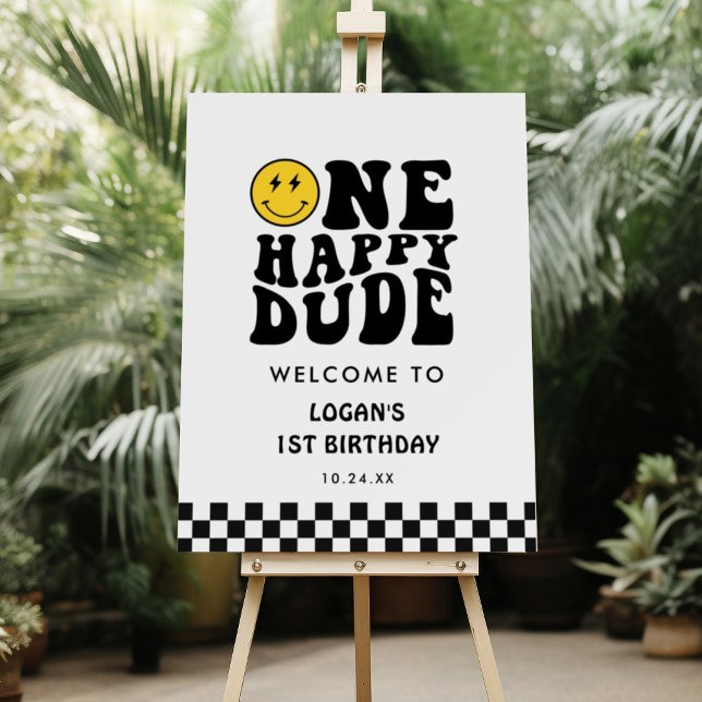 One Happy Dude Boy First Birthday Welcome Sign (Creator Uploaded)