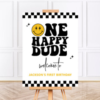 One Happy Dude Boy First Birthday Welcome Sign