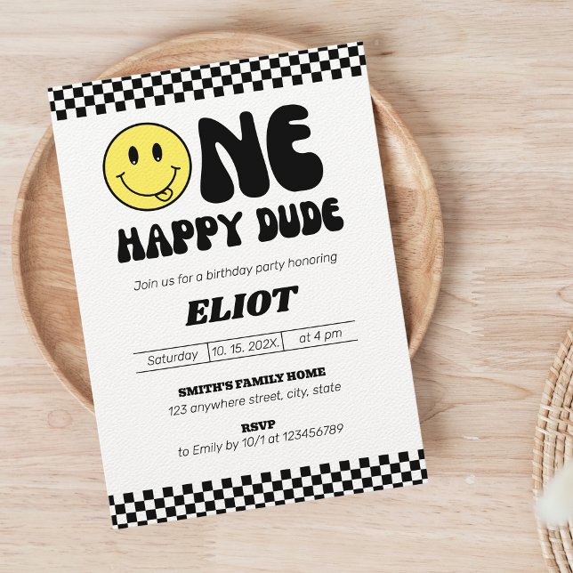 One Happy Dude Boy's 1st Birthday Invitation (Creator Uploaded)