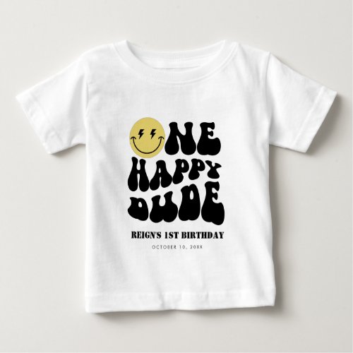 One Happy Dude  Boys Happy Face Rad 1st Birthday Baby T_Shirt