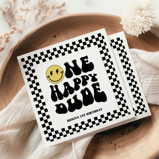 One Happy Dude | Boys Rad Kids 1st Birthday Napkins (Creator Uploaded)