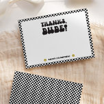 One Happy Dude | Boys Rad Kids 1st Birthday Thank You Card<br><div class="desc">Are you celebrating your happy little dude? Explore our collection of fun and totally rad birthday stationery and party supplies for the ultimate first birthday celebration! This design features a stellar smile,  groovy typography and black and white checkered patterns! Perfect for your birthday party thank you's!</div>