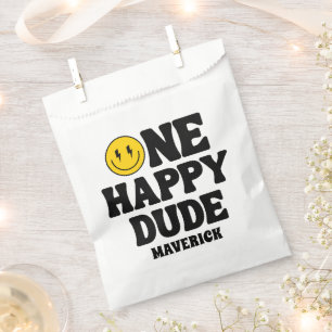 One Happy Dude Boy's Retro 1st Birthday  Favor Bag