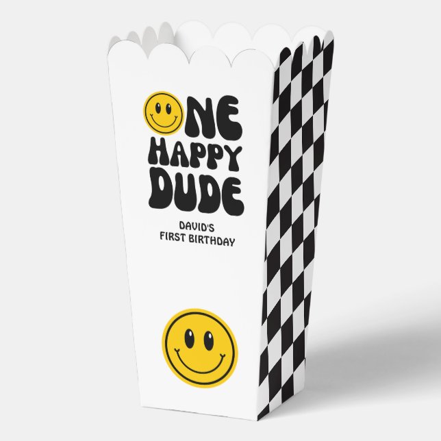 One Happy Dude Check Yellow Happy Face Favor Box (Front)