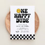One Happy Dude Checker Happy Face 1st Birthday Invitation