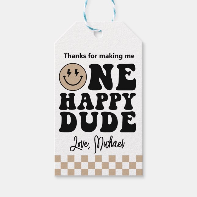One Happy Dude Favor Tags (Front)
