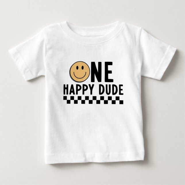 One Happy Dude First Birthday  Baby T-Shirt (Front)