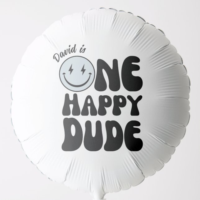 One Happy Dude First Birthday Happy Face  Balloon (Front)