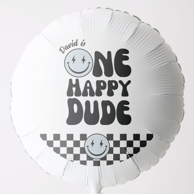 One Happy Dude First Birthday Happy Face  Balloon (Front)