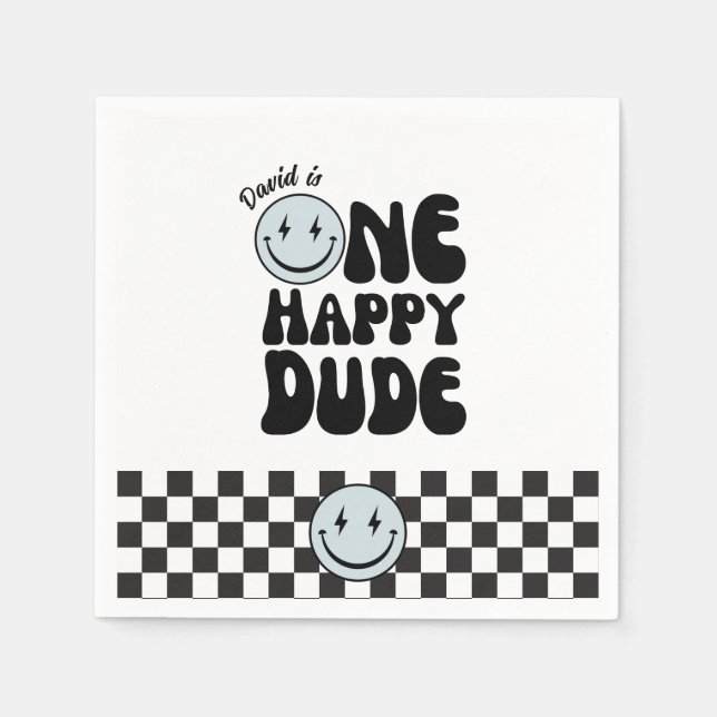 One Happy Dude First Birthday Happy Face  Napkins (Front)