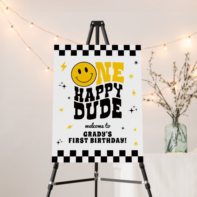 One Happy Dude First Birthday Party Welcome Sign (In Situ (Stand))