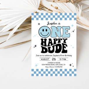 One Happy Dude - Fun 1st Birthday Boy Party Invitation