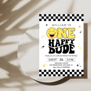 One Happy Dude - Fun 1st Birthday Boy Party Invitation