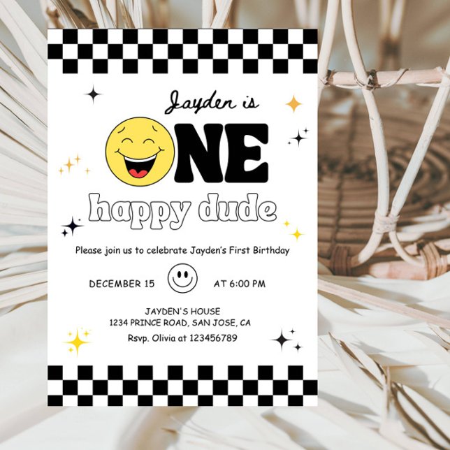 One Happy Dude - Fun 1st Birthday Boy Party Invitation (Creator Uploaded)