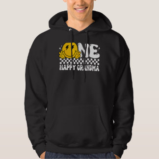 One Happy Dude Grandma Groovy 1st Birthday Family  Hoodie
