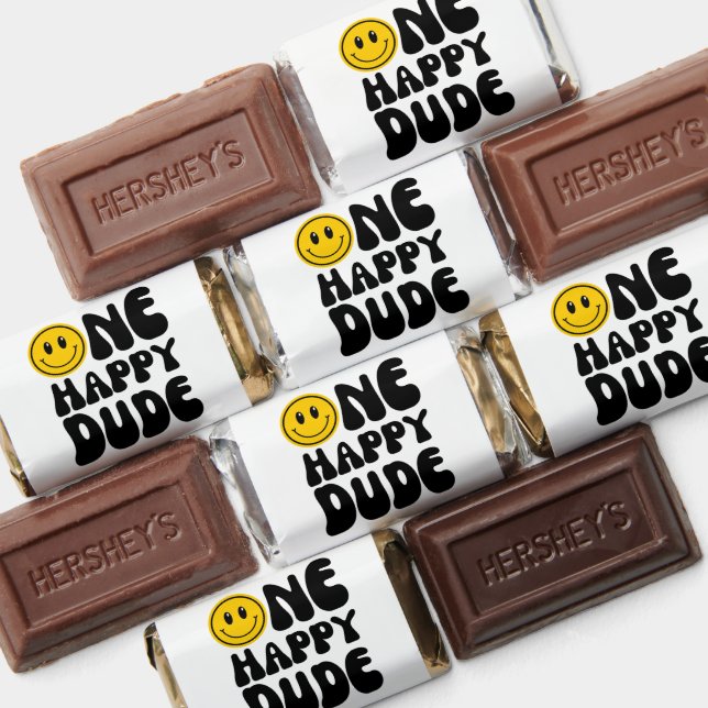 One Happy Dude Happy Face Boy 1st Birthday Hershey's Miniatures (Assorted)