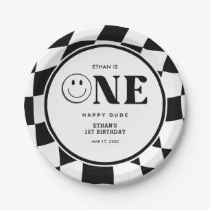 One Happy Dude Happy Face Boy 1st Birthday  Paper Plates