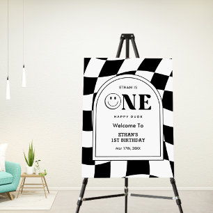 One Happy Dude Happy Face Boy 1st Birthday Welcome Foam Board