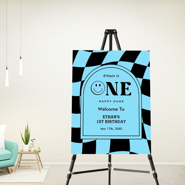 One Happy Dude Happy Face Boy 1st Birthday Welcome Foam Board (One Happy Dude Happy Face Boy 1st Birthday Welcome Sign )
