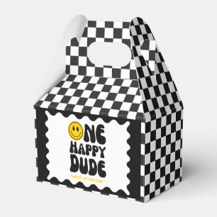 One Happy Dude Happy Face Boy First Birthday  Favor Boxes