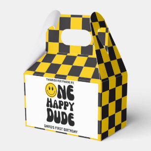 One Happy Dude Happy Face Boy First Birthday Favor Boxes