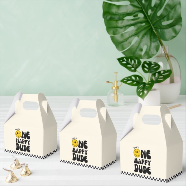 One Happy Dude Happy Face Boy First Birthday  Favor Boxes (Multiple)
