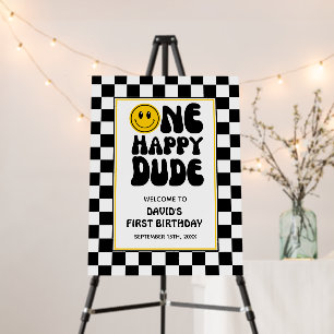 One Happy Dude Happy Face Boy First Birthday  Foam Board