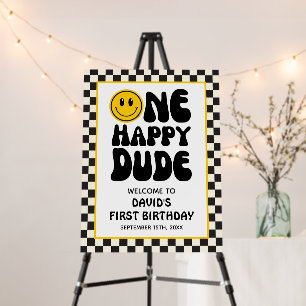 One Happy Dude Happy Face Boy First Birthday  Foam Board