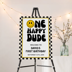 One Happy Dude Happy Face Boy First Birthday  Foam Board