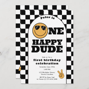 One Happy Dude Invite 1st First Birthday Cute Boy