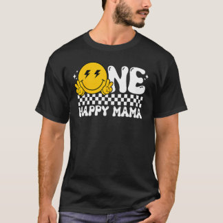 One Happy Dude Mama Mom Groovy 1st Birthday Family T-Shirt
