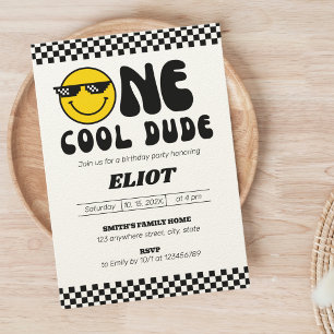 One Happy Dude One Cool Dude Boy's 1st Birthday Invitation