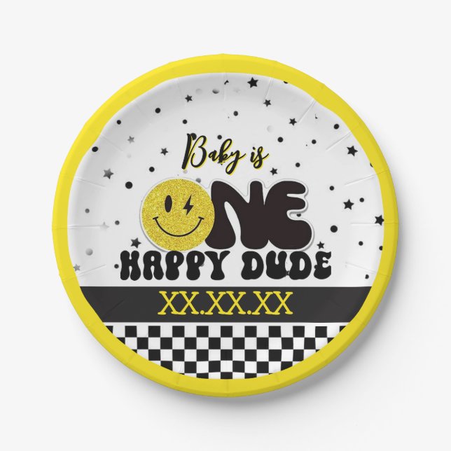 One Happy Dude Paper Plates (Front)