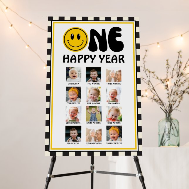 One Happy Dude Photo Milestone Board 1st Birthday  (In Situ (Stand))