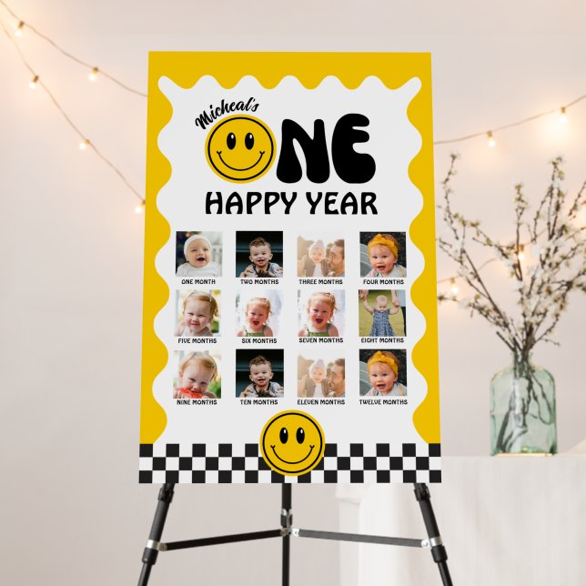 One Happy Dude Photo Milestone Board 1st Birthday  (In Situ (Stand))
