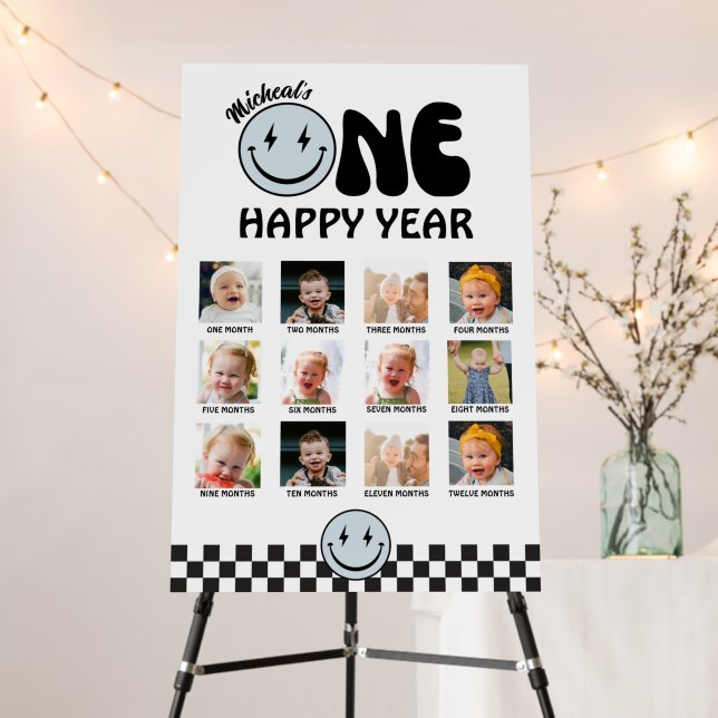 One Happy Dude Photo One Year Milestone Board  (In Situ (Stand))