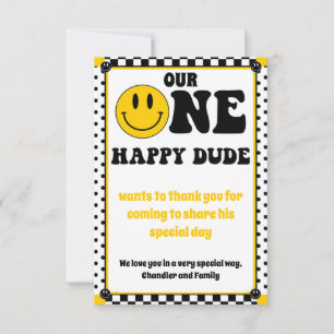 ONE Happy Dude Polka Dot Rockstar First Birthday Thank You Card