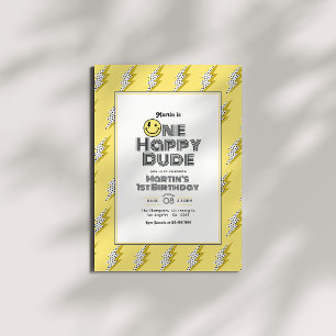 One Happy Dude Retro 1st Birthday Party Invitation