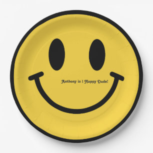 "One Happy Dude" Retro Birthday Party Paper Plates