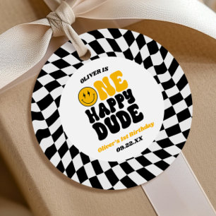 One Happy Dude Retro First 1st Birthday Party Favor Tags