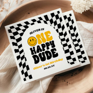 One Happy Dude Retro First 1st Birthday Party Napkins