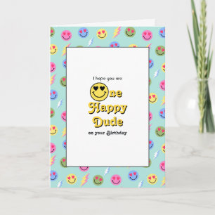 "One Happy Dude" Retro Smile Birthday Card